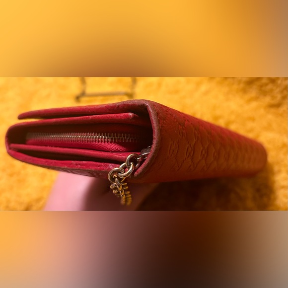 Gucci Guccissima Red Heart Continental Long Wallet w/ Chain - Picture 12 of 16
